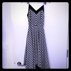 Handmade vintage tea cocktail dress square stripes